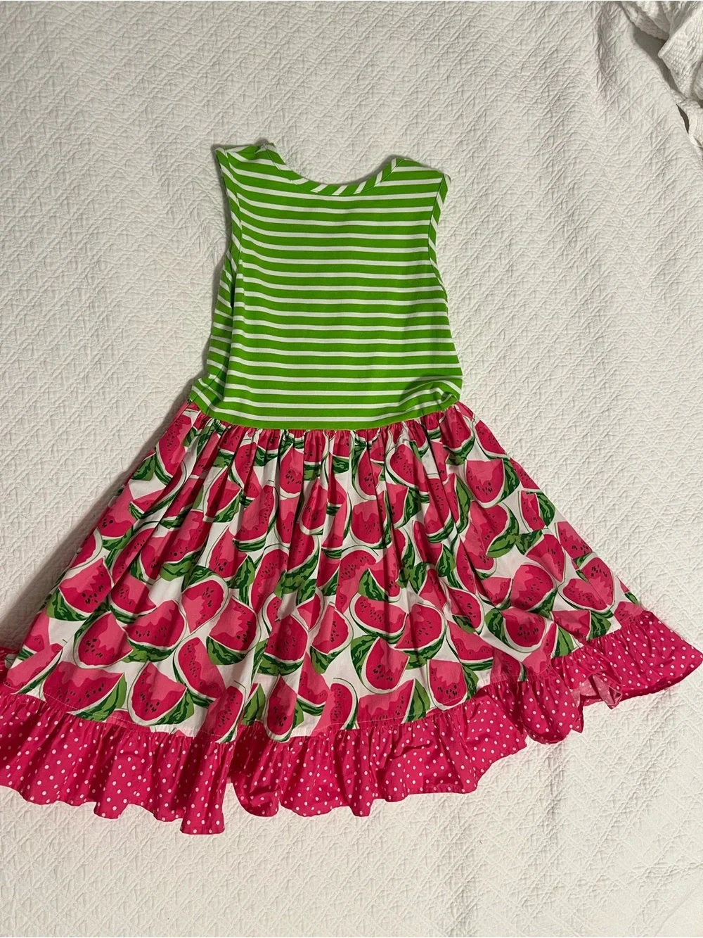 Eleanor Rose 6/7Girls' Green & Pink Watermelon Print Dress
